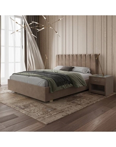 Кровать двуспальная «Алькасар», с мягким изголовьем, 1800×2000 мм, обивка велюр, цвет пески касабланка Архитектория