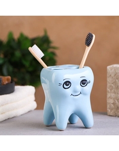 Стакан под зубную щётку «Зуб», фарфор, голубой Хорошие сувениры