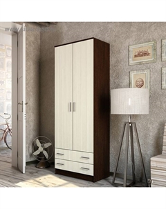 Шкаф прямой двухстворчатый «Дуэт», 2 ящика, 800×480×2200 мм, цвет венге/лоредо Эра