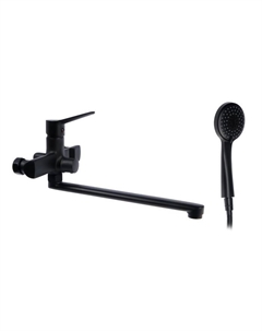 Смеситель для ванны Accoona A71300F, однорычажный, излив 300 мм, душевой набор, черный