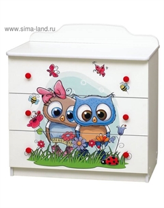 Комод детский для вещей «Совята» №3, с фотопечатью, 810×450×850 мм, цвет белый/разноцветный Матрица