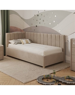 Кровать - тахта «Помпиду», левая, с подъёмным механизмом, 900×2000 мм, премиум велюр, цвет песчаный бриз Архитектория