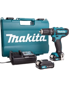 Дрель-шуруповерт HP333DWAE, ударная, 12 В, 2×2 Ач, 450/1700 об/мин, 30/14 Нм, кейс Makita