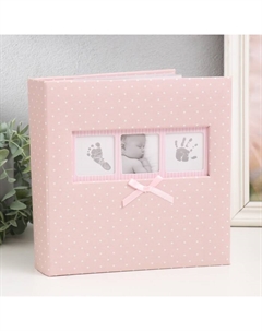Фотоальбом на 200 фото 10×15 см «Детский розовый в горошек» Innova