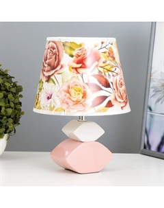Настольная лампа с абажуром «Букет», Е14, 15 Вт, розово-белый, 20×20×32 см Risalux