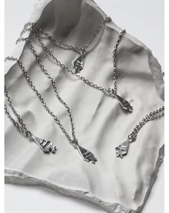 Кулоны парные на цепочке «Неразлучники», пять пазлов, цвет серебро, 45 см Qf