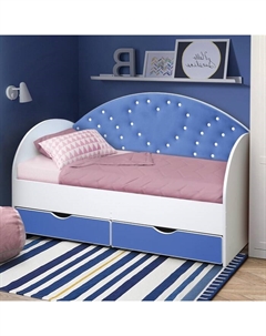 Кровать детская «Сердце №2», с мягкой спинкой, без бортика, 800×1600 мм, цвет белый/синий Матрица