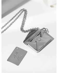 Кулон «Конверт» с посланием, цвет серебро, 46 см Qf