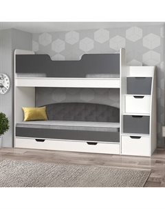 Кровать детская двухъярусная «Юниор 13», 800×1900 мм, цвет белый/графит Матрица