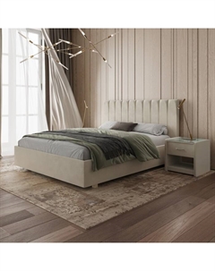 Кровать двуспальная «Алькасар», с мягким изголовьем, 2000×2000 мм, обивка велюр, цвет лепестки ландыша Архитектория