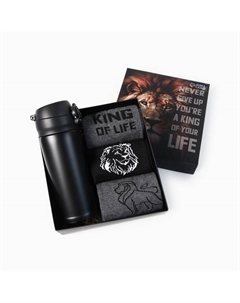 Подарочный набор термос и носки 3 пары King, р. 41-44 (27-29 см) Kaftan