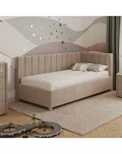 Кровать - тахта «Помпиду», правая, с подъёмным механизмом, 900×1900 мм, премиум велюр, цвет песчаный бриз Архитектория