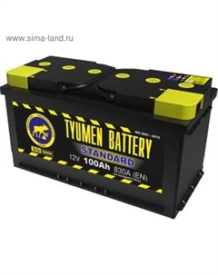Автомобильный аккумулятор Тюмень 100 Ач, обратная полярность 6СТ-100L, Standard Tyumen battery