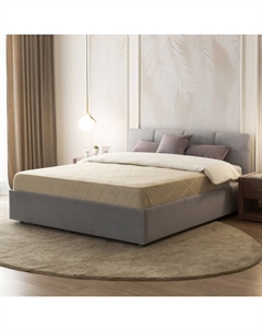 Кровать двуспальная «Птичье гнездо», с мягким изголовьем, с подъёмным механизмом, 1800×2000 мм, премиум велюр, цвет лондонский туман Архитектория