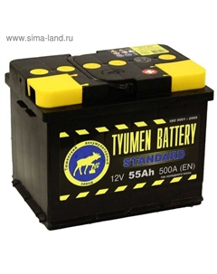 Автомобильный аккумулятор Тюмень 55 Ач, обратная полярность 6СТ-55L, Standard Tyumen battery