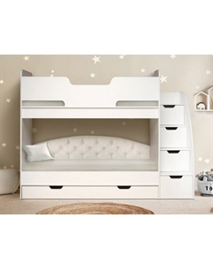 Кровать детская двухъярусная «Юниор 13», 800×1900 мм, цвет белый Матрица