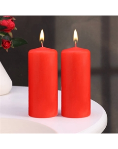 Набор свечей-цилиндр, 5×11.5 см, 2 шт., красная Омский свечной завод