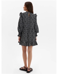 Платье мини женское с рюшами, размер 46, чёрное Mist