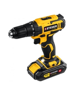 Дрель шуруповерт щеточный Cd-200-1, 350-1350 об/мин, 1 АКБх2 Ач, 2 скор., 40 Нм Steher