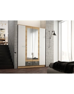 Шкаф прямой четырёхстворчатый «Адель», 1600×470×2095 мм, цвет дуб вотан/белый гладкий Эра