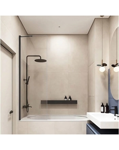 Душевая шторка на ванну Veconi Palau PL-84B, 900×1500 мм, прозрачное стекло 6 мм, черный