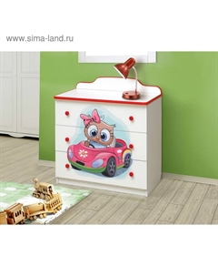 Комод детский для вещей «Совята» №1, с фотопечатью, 810×450×850 мм, цвет белый/розовый Матрица