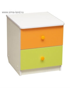 Тумба прикроватная «Радуга», 410×440×468 мм, цвет белый/оранжевый/лайм Матрица