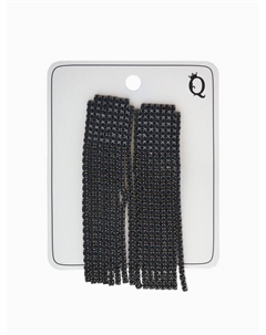 Клипсы для ушей висячие со стразами «Вечеринка», квадрат, цвет чёрный Qf