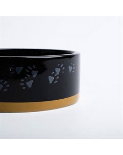 Миска керамическая «Черный кот» 300 мл - 12.5×12.5×4.5 см, черная/жёлтая Пижон