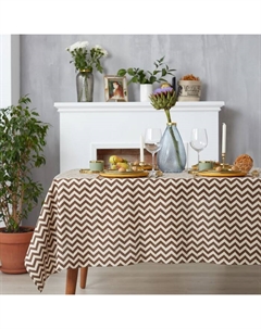 Скатерть 145х145см, Зигзаг цв.коричневый, 100%пэ, рогожка 200 гр/м Доляна