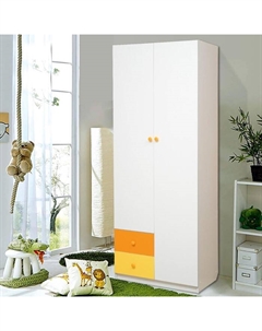 Шкаф 2-х дверный с ящиками «Радуга», 800×490×2100 мм, цвет белый/оранжевый/жёлтый Матрица