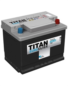 Автомобильный аккумулятор Titan Euro Silver 74 Ач, обратная полярность, низкий Титан