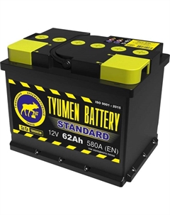 Автомобильный аккумулятор Тюмень 62 Ач 6СТ-62L, Standard Tyumen battery