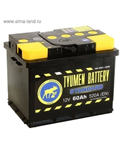Автомобильный аккумулятор Тюмень 60 Ач 6СТ-60L, Standard Tyumen battery