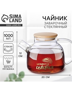Чайник заварочный стеклянный «Моментов счастья», 1000 мл Дорого внимание