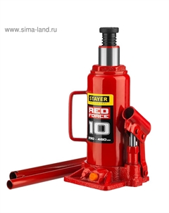 Домкрат RED FORCE 43160-10, гидравлический, бутылочный, 10т, 230-460 мм Stayer