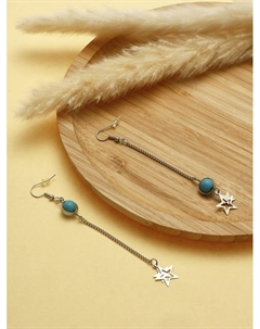 Серьги под натуральный камень «Звёзды» бирюза, голубые в серебре Qf