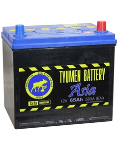 Автомобильный аккумулятор Тюмень 65 Ач 6СТ-65LR Азия, обратная полярность Tyumen battery