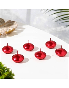 Набор свечей "Овал", 6 штук, красный металлик, 4×2см Дарим красиво