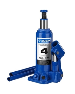 Домкрат бутылочный гидравлический, профессиональный, подъем/подхват 192/374 мм, 4 т Зубр