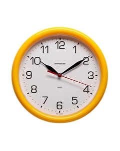 Часы настенные, серия: Классика, d=24 см, плавный ход, жёлтый обод Troykatime
