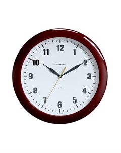Часы настенные, серия: Классика, d=29 см, плавный ход, бордовый обод Troykatime