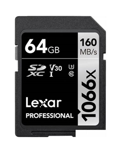Карта памяти Professional 1066x SDXC LSD1066064G-BNNNG 64GB Lexar