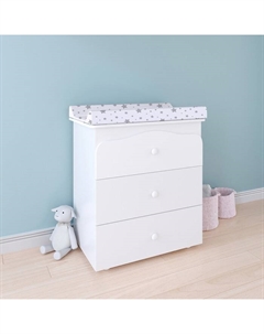Комод Kids Simple, с ящиками и пеленальной доской, цвет белый-звезды, белый Polini