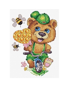 Вышивка крестиком «Озорной мишка», набор для творчества М.п.студия