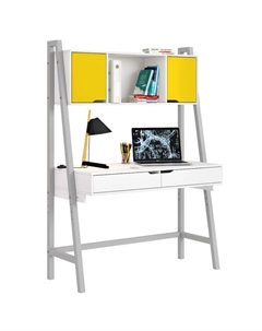 Стол письменный Kids Mirum 1446, с полкой, цвет белый-серый/двери жёлтые Polini