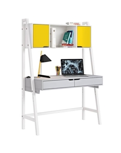 Стол письменный Kids Mirum 1446, с полкой, цвет серый-белый/двери жёлтые Polini