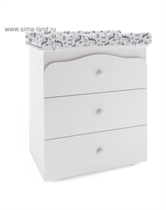 Комод с ванночкой kids Basic 3275, цвет белый-Единорог Радуга Polini