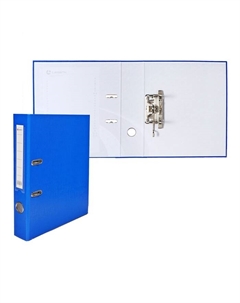 Папка-регистратор А4, 50 мм,, ПВХ, тиснение «лен», металлическая окантовка, карман на корешок, собранная, синяя, микс Calligrata