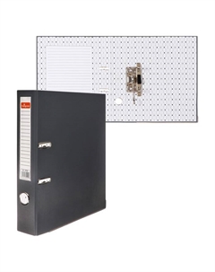 Папка-регистратор А4, 50 мм,, ПВХ, тиснение "лен", металлическая окантовка, карман на корешок, собранная, серая, микс Calligrata